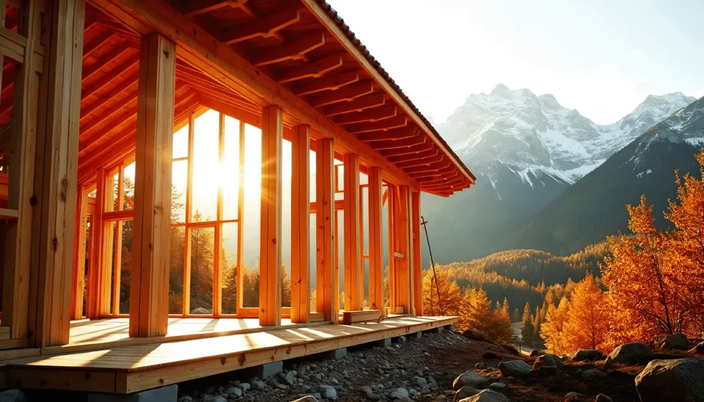 Structure bois de la maison ensoleillée