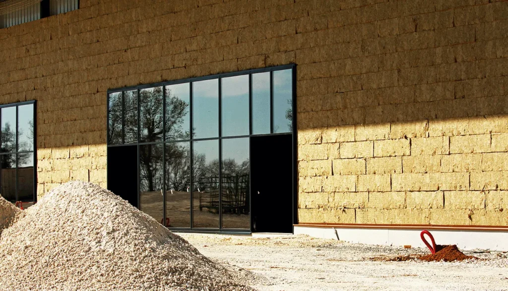 Mur en blocs de terre compressée