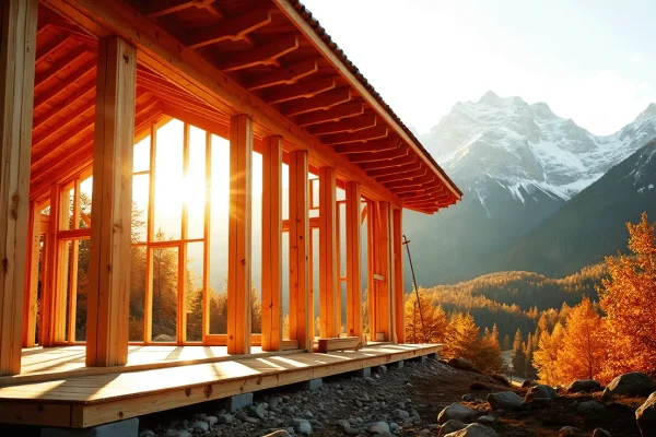 Structure bois de la maison ensoleillée